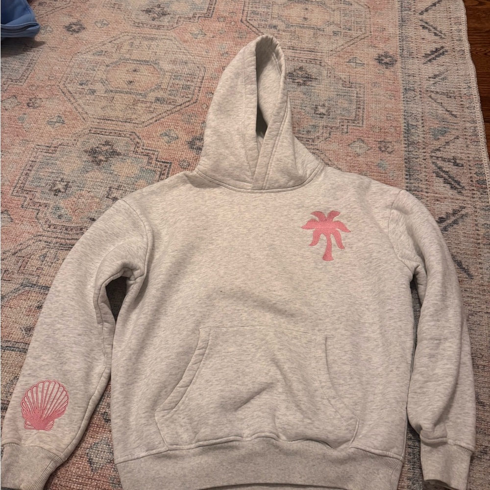 Pink puff Palm Hoodie- grey - excellent condition - xxsmall